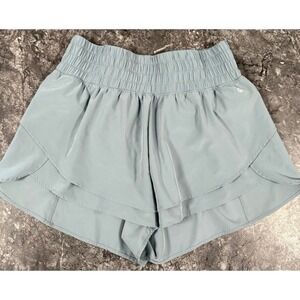 Apana Womens Activewear Layered Shorts Stretch Waist Lining Logo Sage Sz M